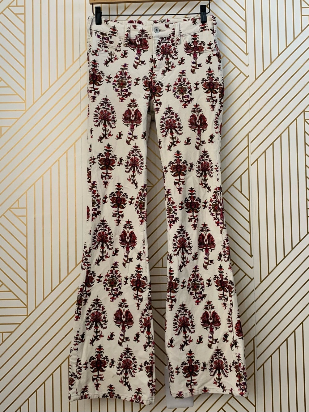 Anthropologie Pilcro High Rise Bootcut Pant Floral Corduroy 26 Tall cotton blend